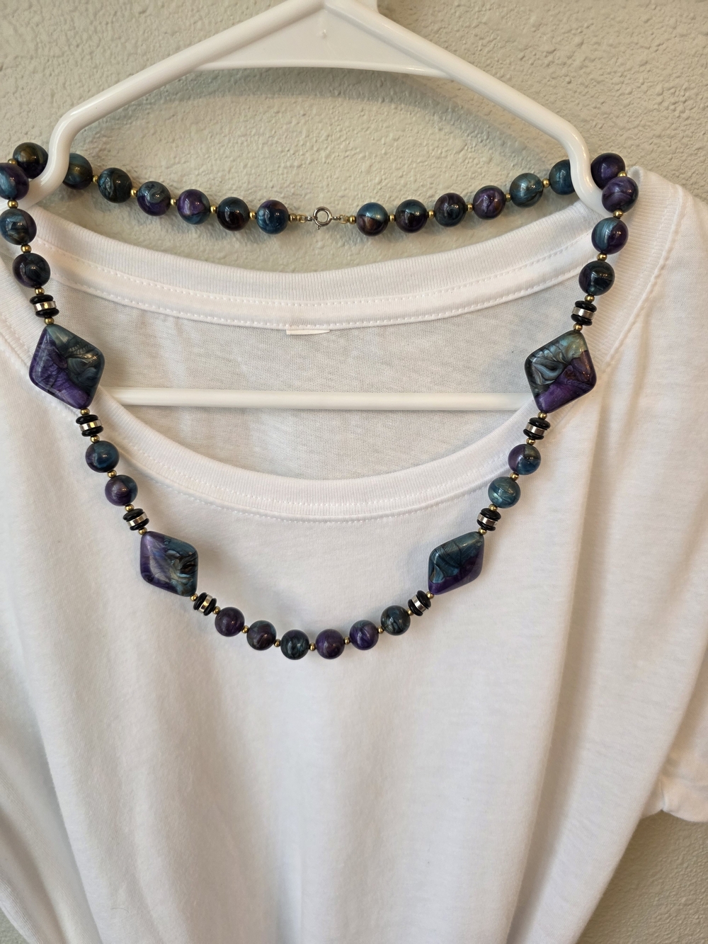 Purple & Teal Beaded Necklace - Women's Jewelry #16